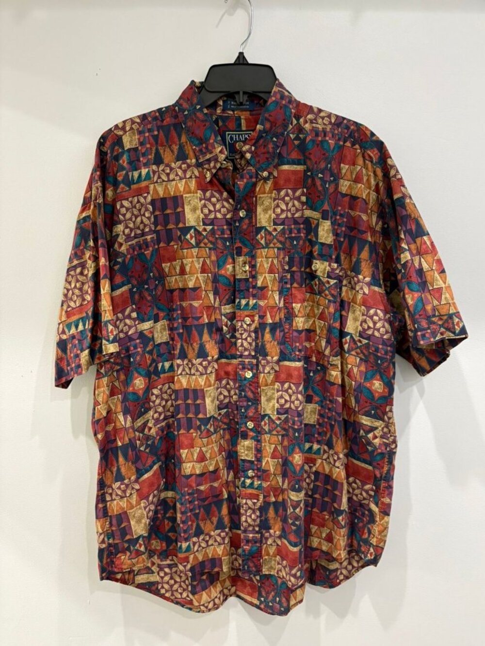 Vintage Chaps Ralph Lauren Multicolor Cotton Short Sleeve Button Down Shirt XL
